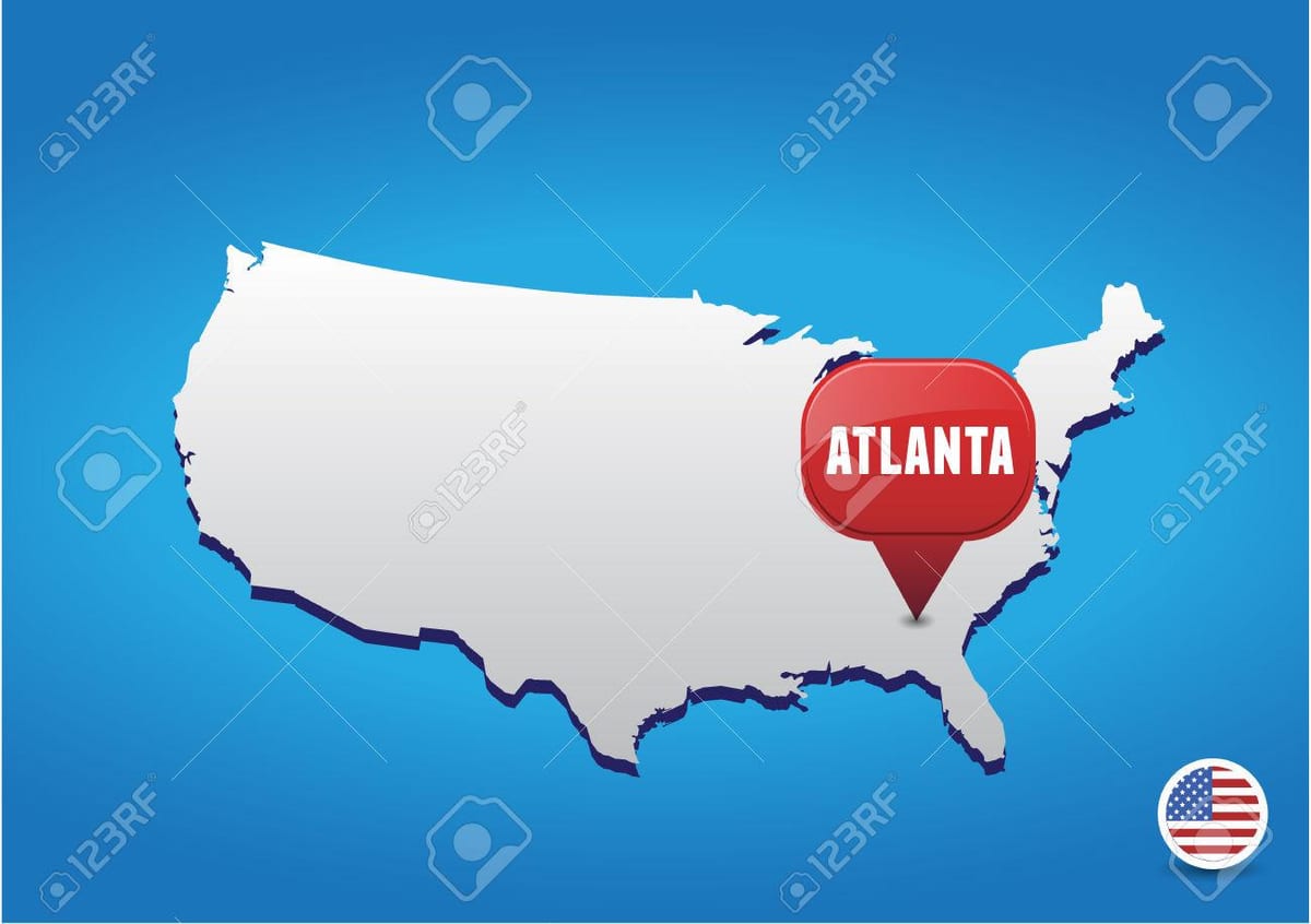 Atlanta ਵਿਚ ਅਮਰੀਕਾ ਦਾ ਨਕਸ਼ਾ