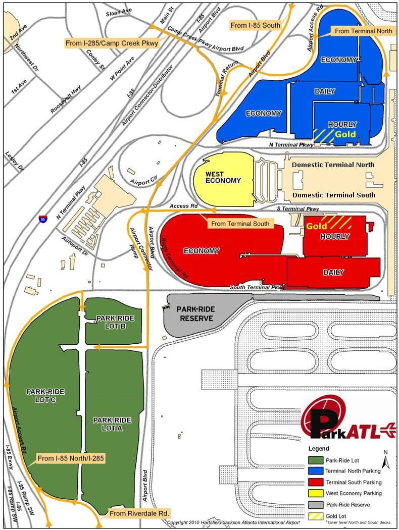 Atlanta Hartsfield ਹਵਾਈਅੱਡਾ ਪਾਰਕਿੰਗ ਦਾ ਨਕਸ਼ਾ