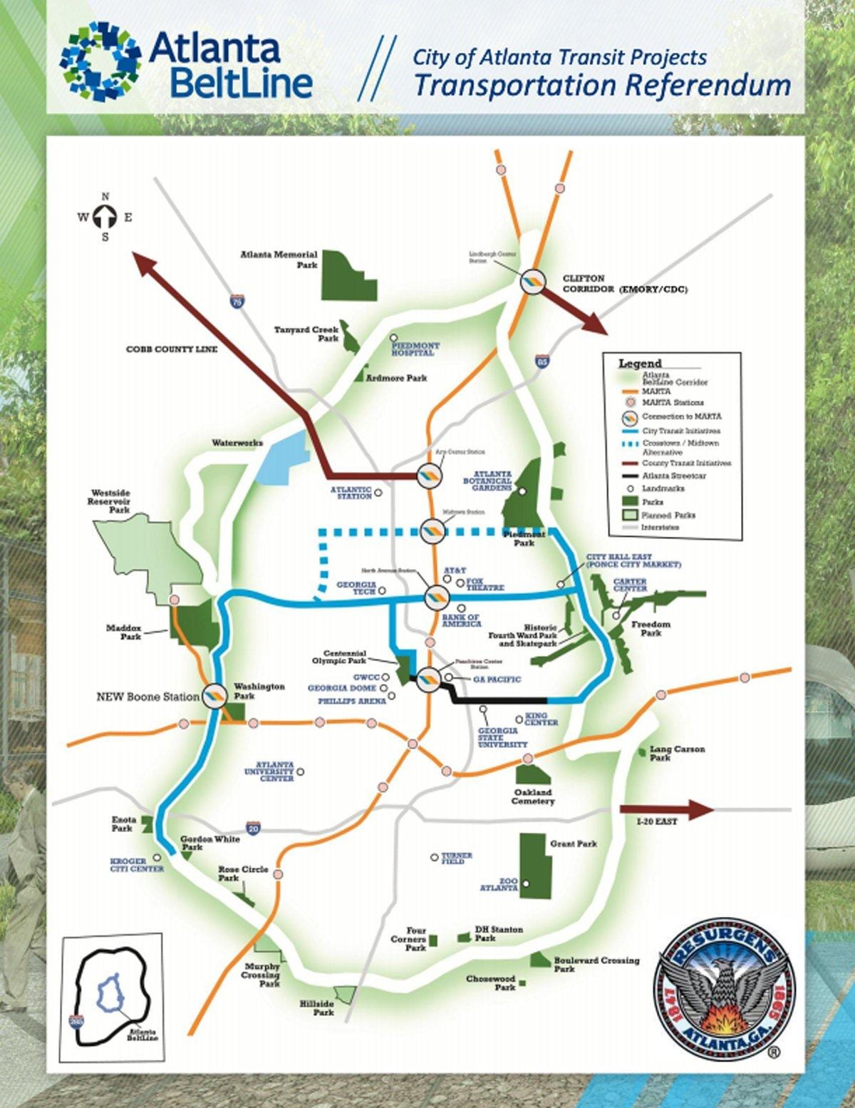 ਨਕਸ਼ਾ ਦੇ Atlanta beltline