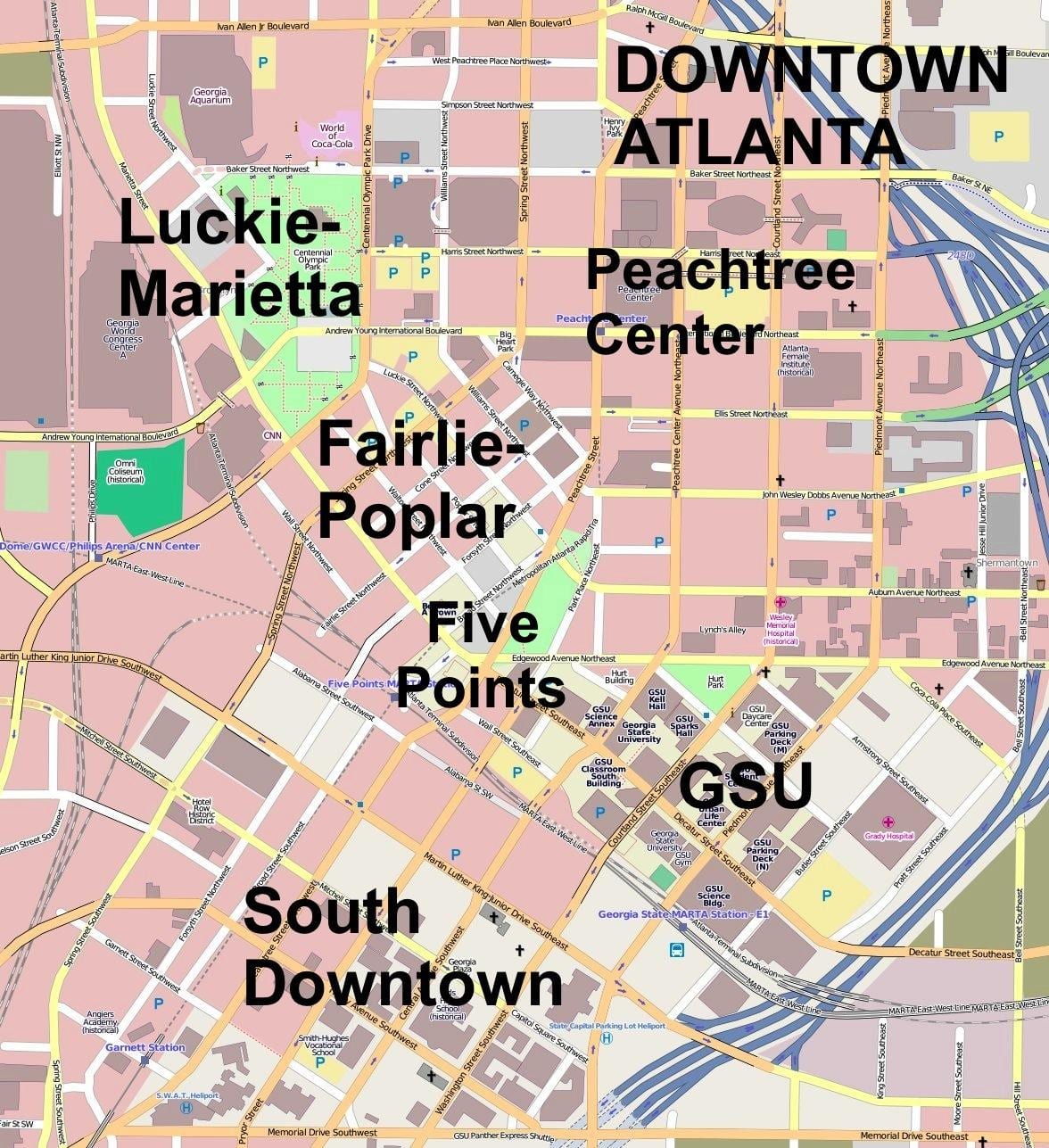 ਨਕਸ਼ਾ ਦੇ downtown Atlanta