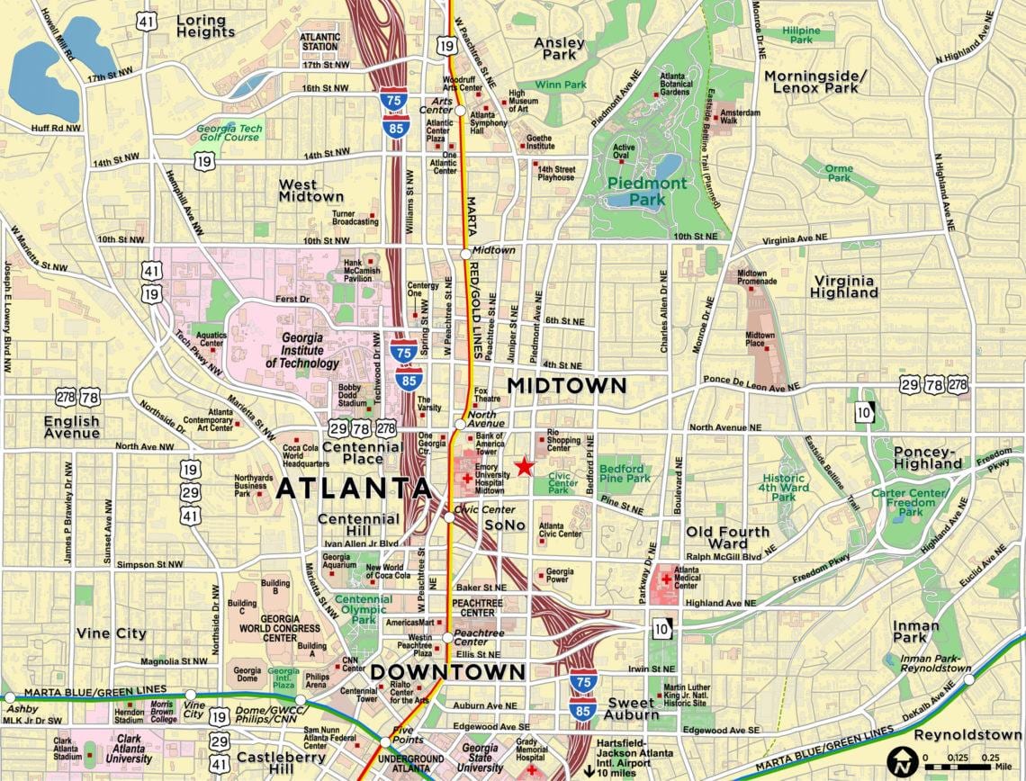 ਨਕਸ਼ਾ ਦੇ midtown Atlanta