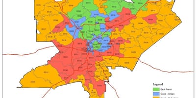 ਜ਼ਿਪ ਕੋਡ ਦਾ ਨਕਸ਼ਾ Atlanta